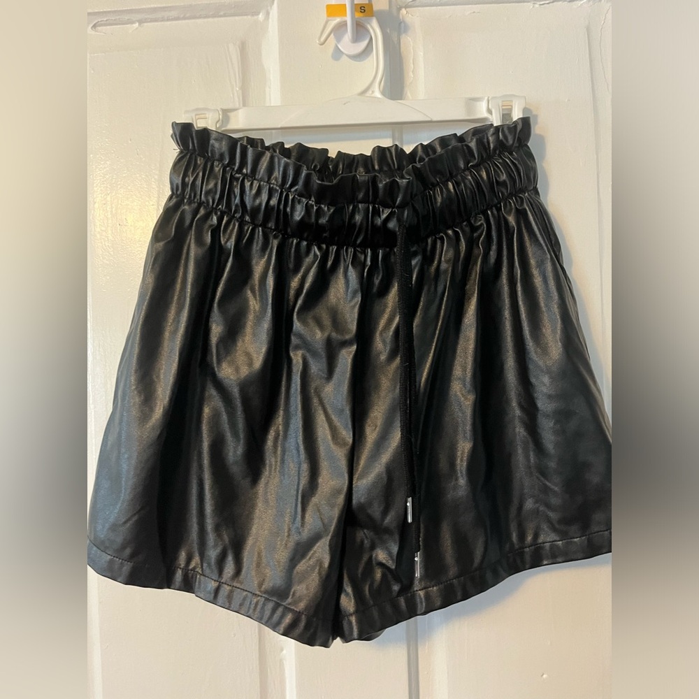 Faux lather shorts